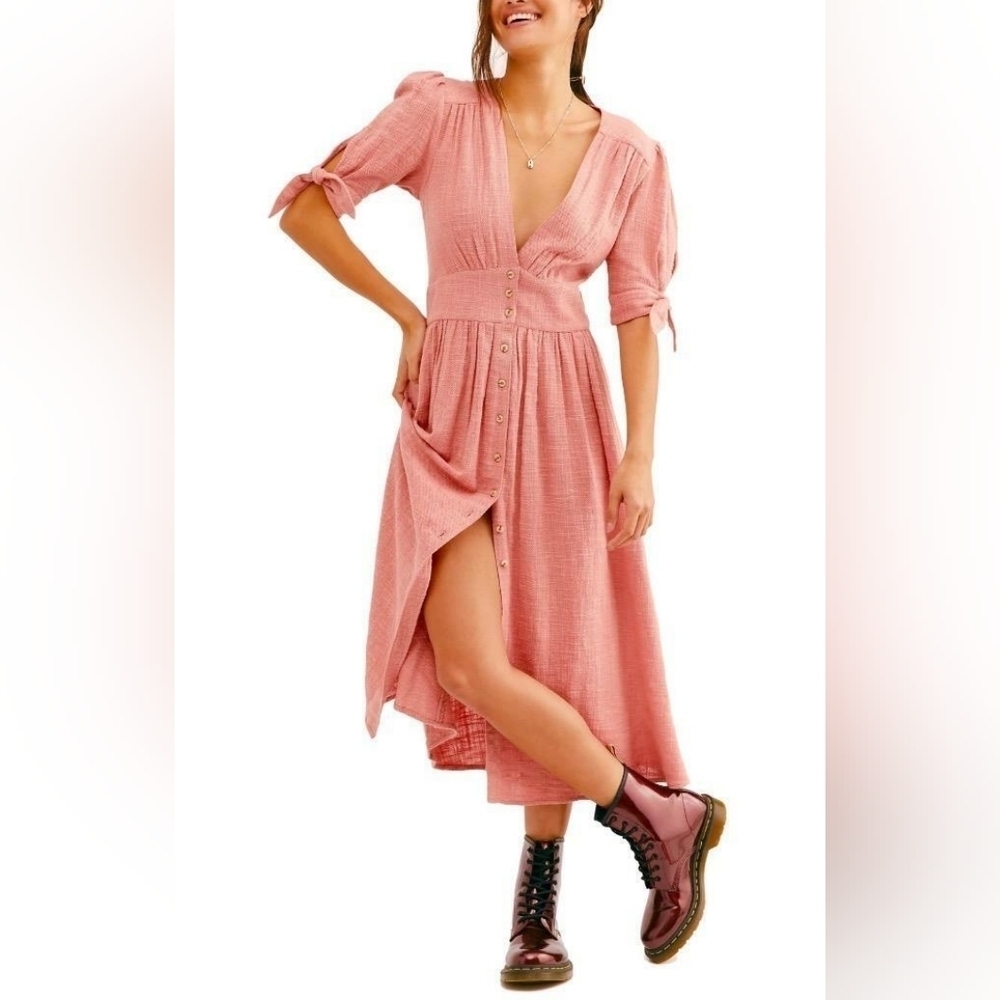 Free People Love of My Life Midi Dress Pink